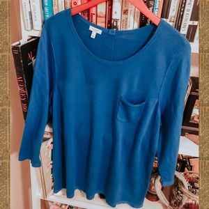 talbots blue pocket sweater